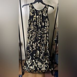 Beautiful black with gold foil print dress